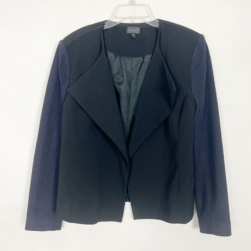Topshop Open Front Black Women's Blazer Jacket Size 10